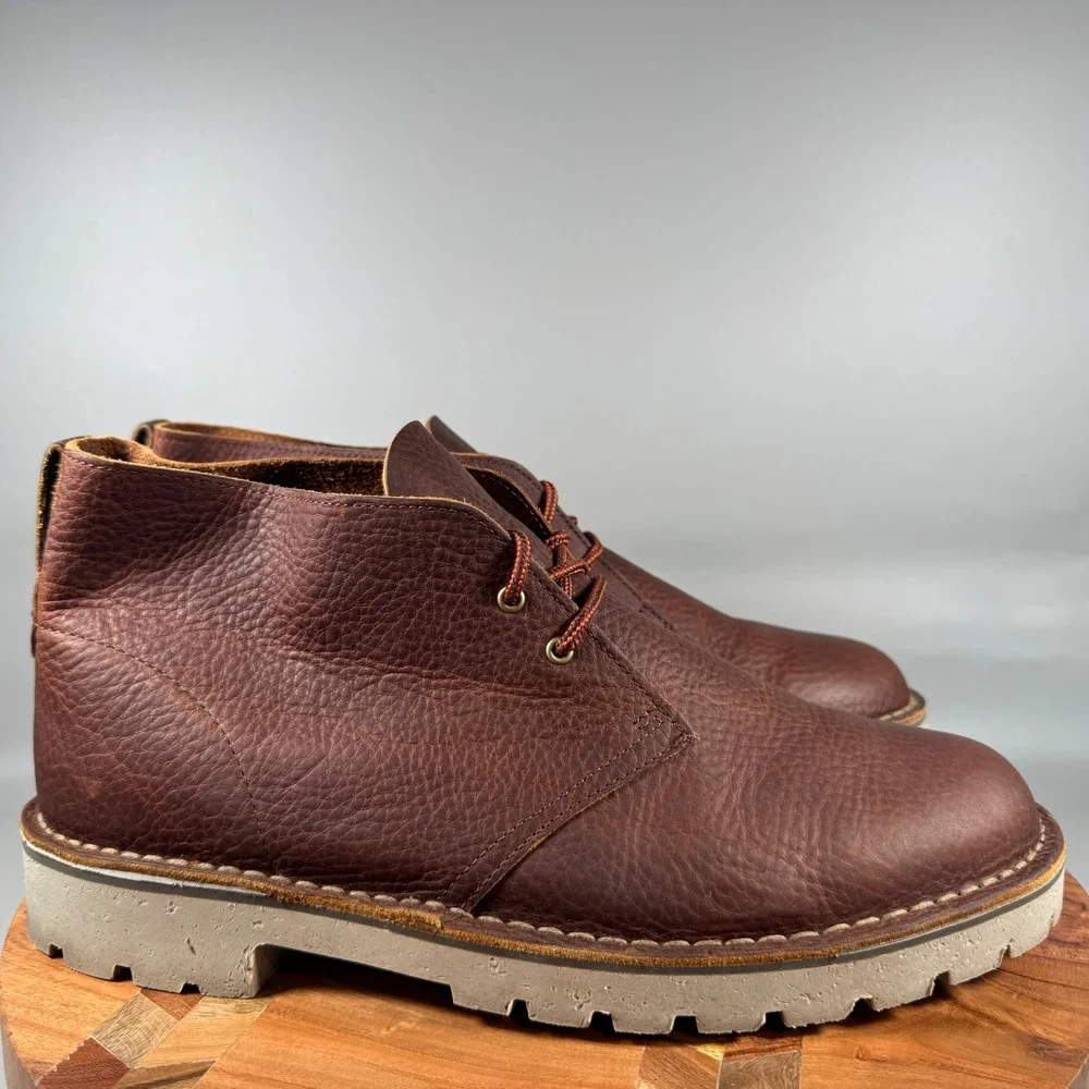 Clarks Collection Brown Pebbled Leather Chukka Boots‎ Mens 11.5 M